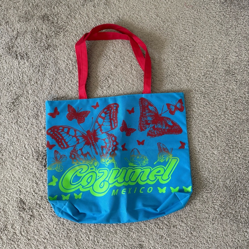 Butterfly Tote Bag - Blue and Red